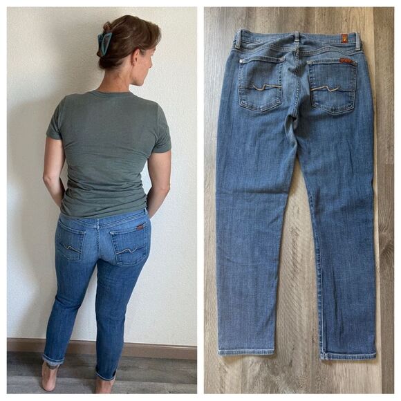 7 For All Mankind Josefina Jeans Mid Rise Button Fly - Picture 6 of 12